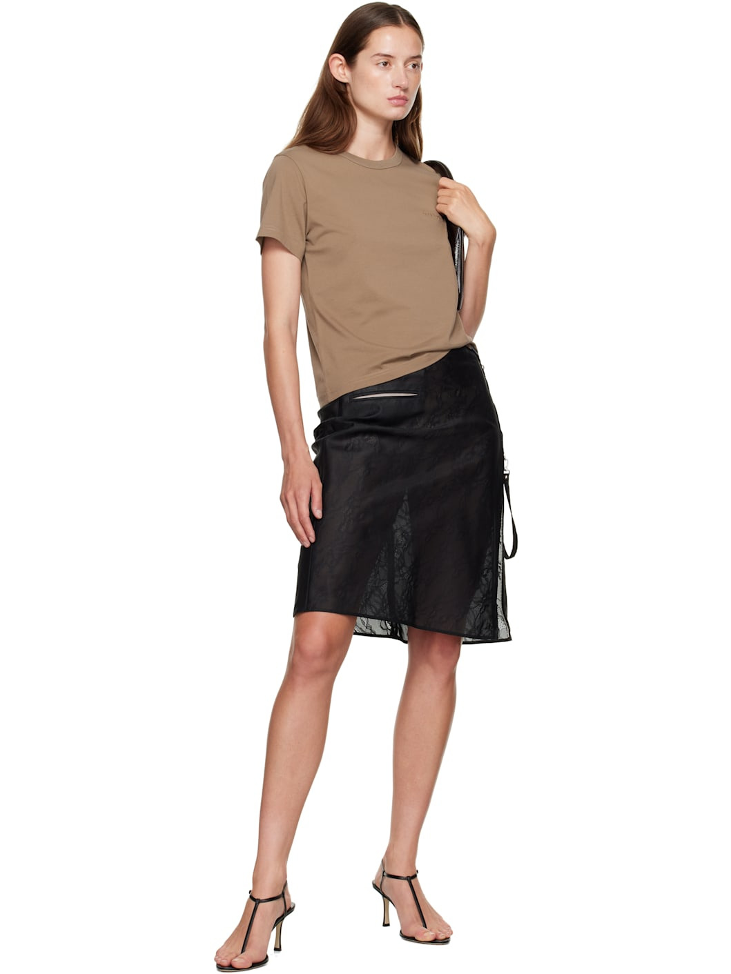 Tan Embroidered T-shirt - 4