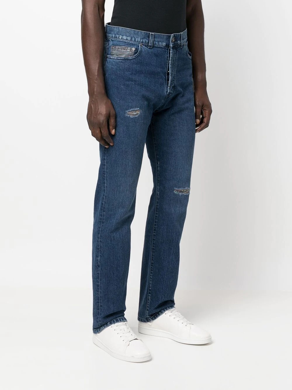 distressed straight-leg jeans - 3