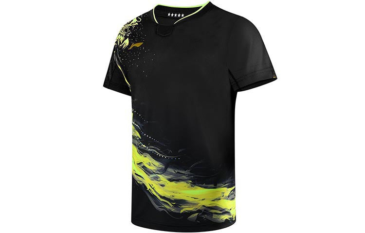 Li-Ning Fast-Dry Table Tennis Dragon T-Shirt 'Black Yellow' AAYR357-2 - 2