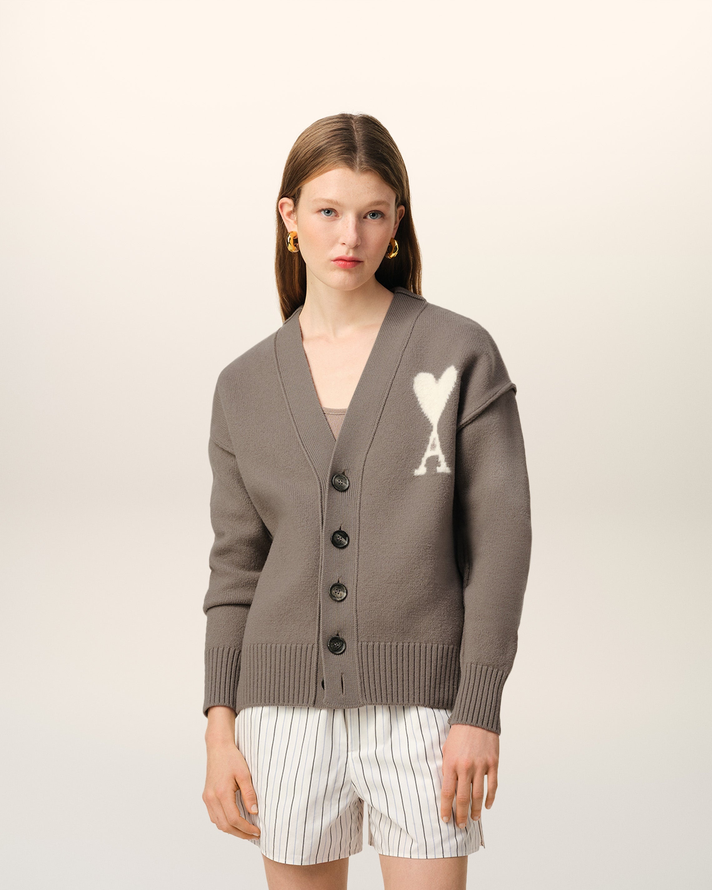 TAUPE WOOL AMI DE COEUR CARDIGAN - 2