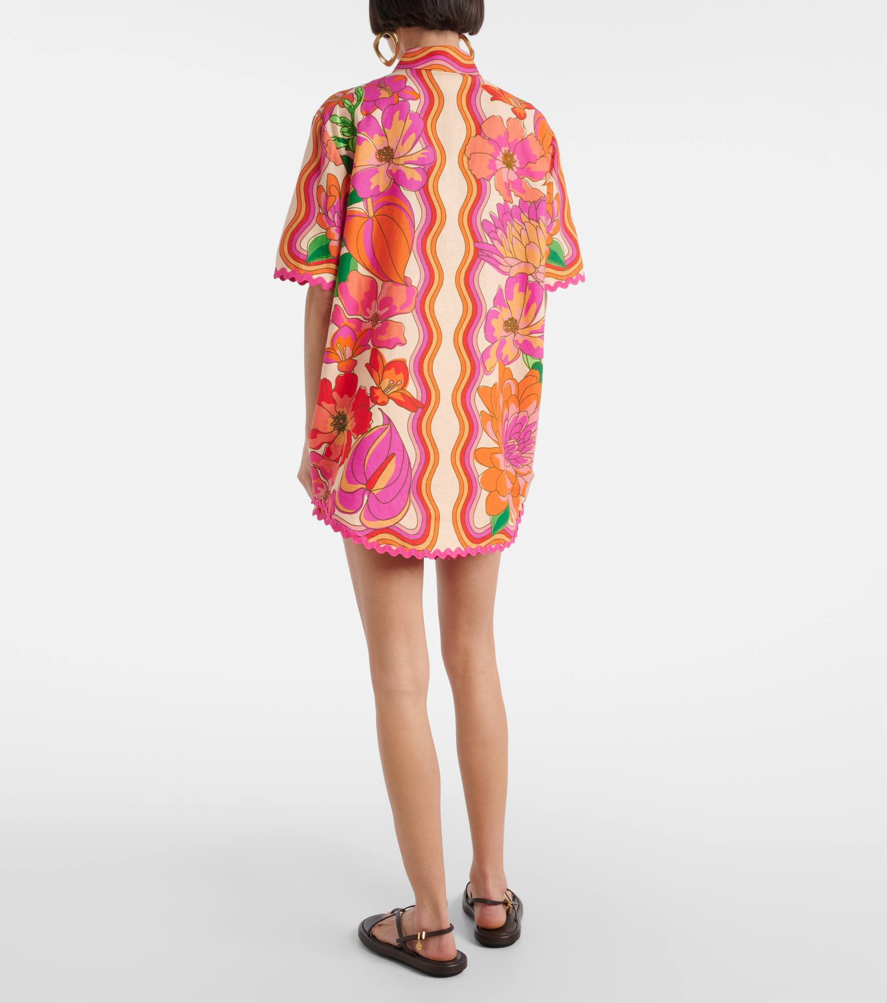 Floral linen-blend shirt - 3