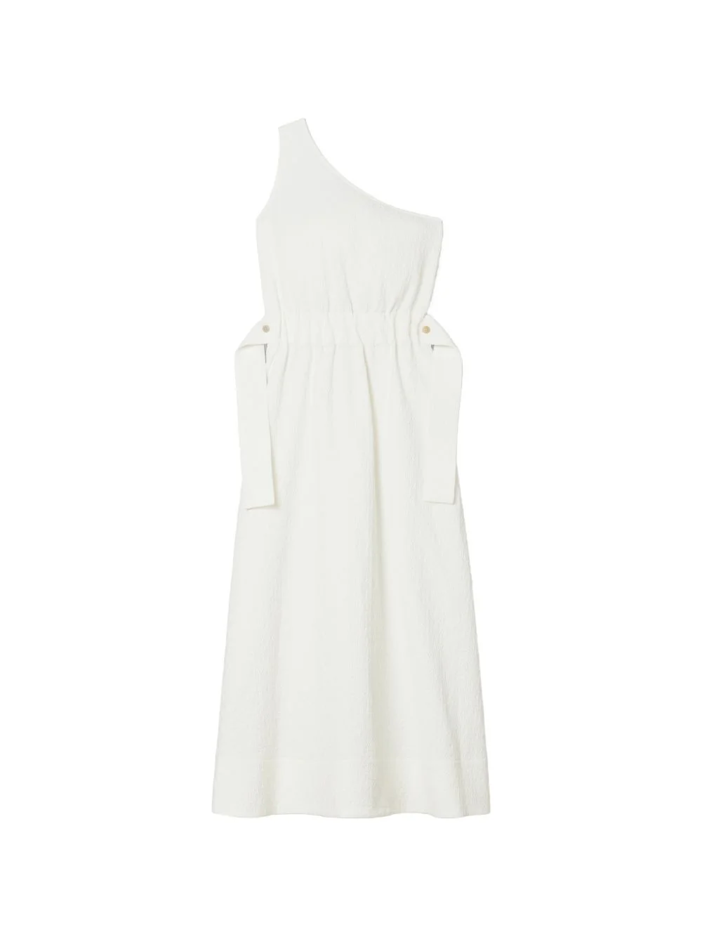 one-shoulder belted cotton dress - 1