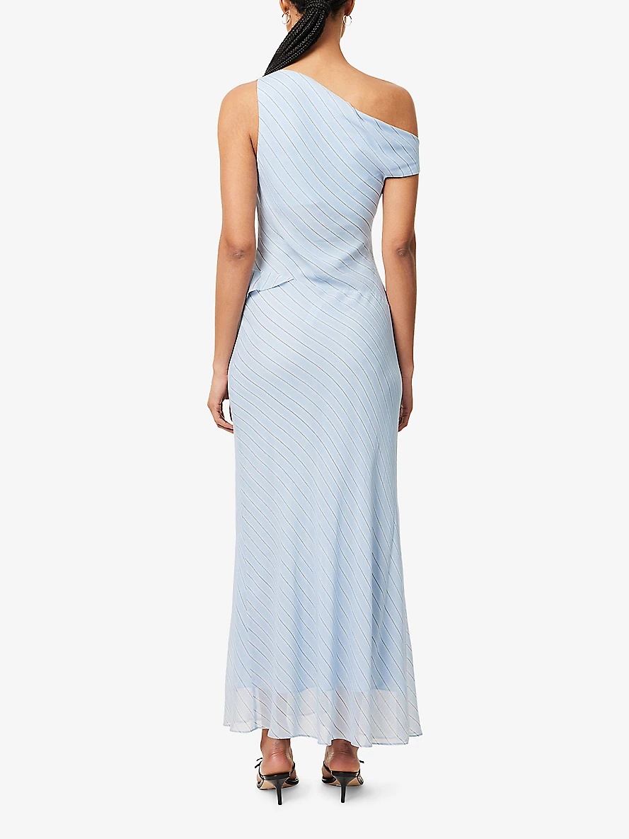 Esra Asymmetric-Neckline Woven Maxi Dress - 4