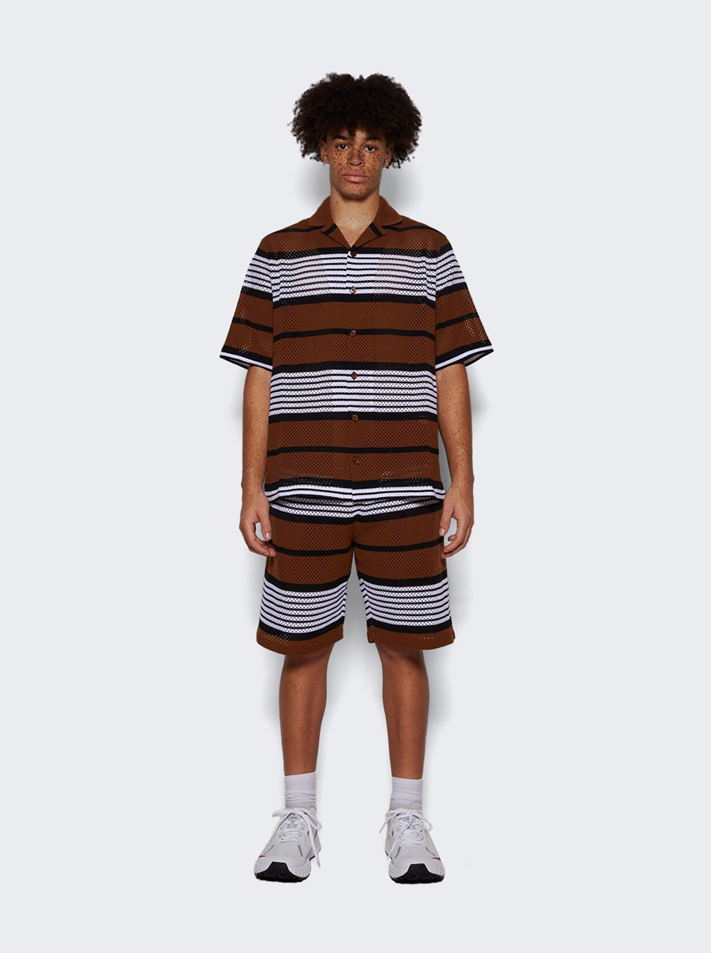 Knit V Neck Shirt Dark Birch Brown - 2