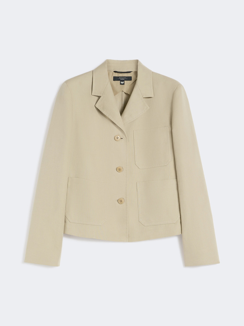 GLASSA Linen and cotton canvas single-breasted jacket - SAND 1