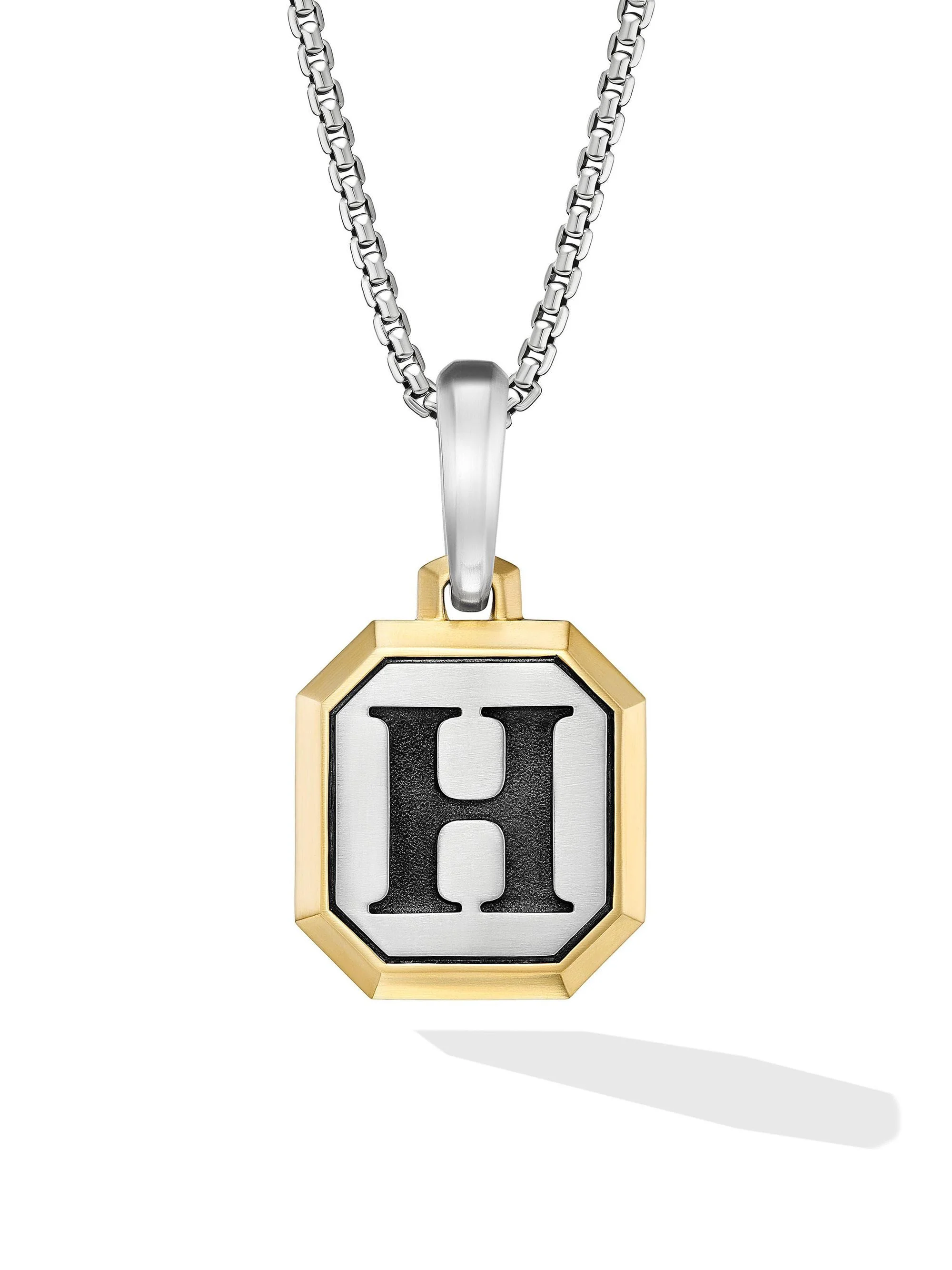 Men's Initial Amulet in Sterling Silver - H Silver - 1