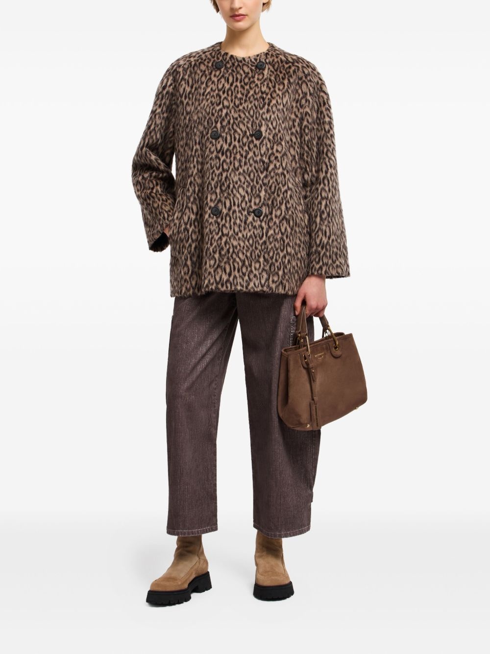 leopard print double-breasted coat - 2