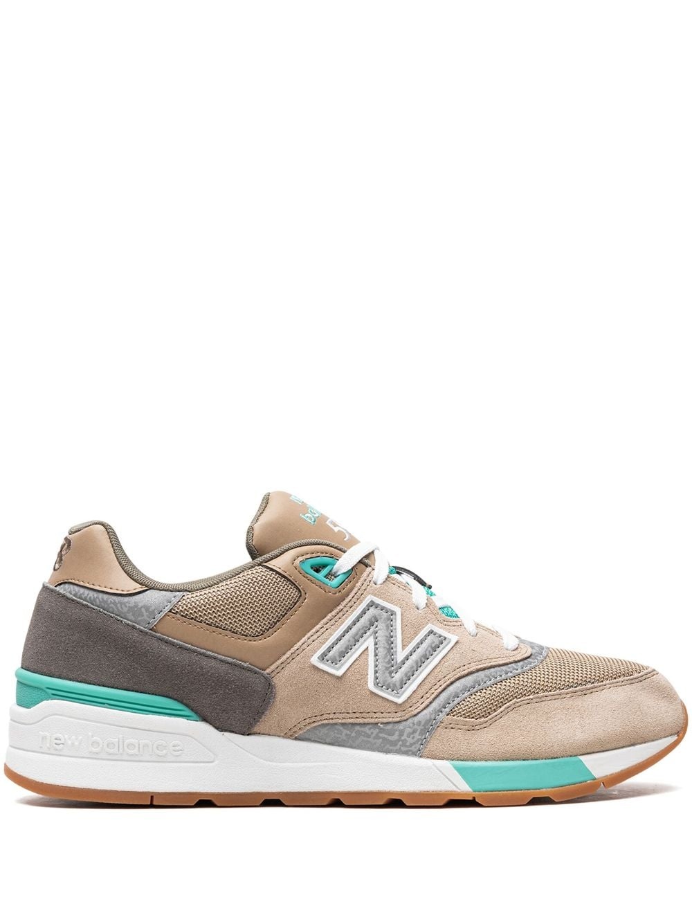 597 suede "Beach Sand/Teal" sneakers - 1