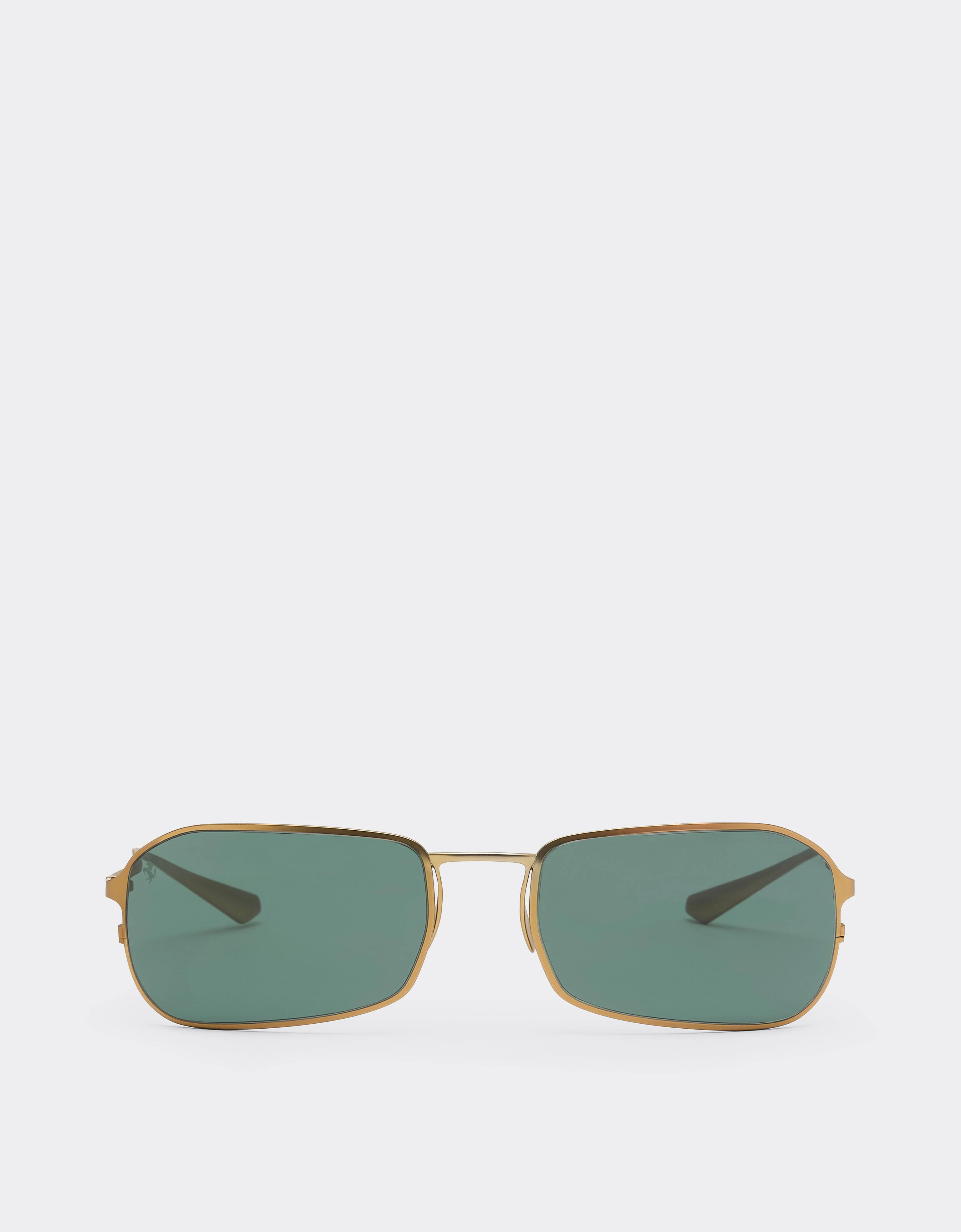 Matte gold titanium sunglasses with dark green lenses - 1