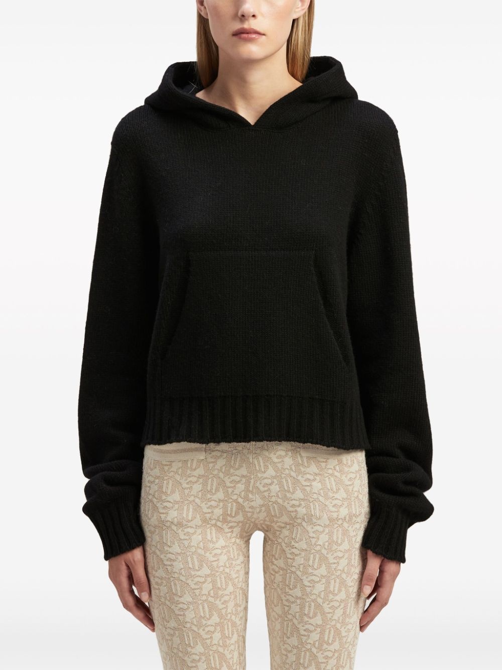 logo intarsia-knit wool-blend hoodie - 3