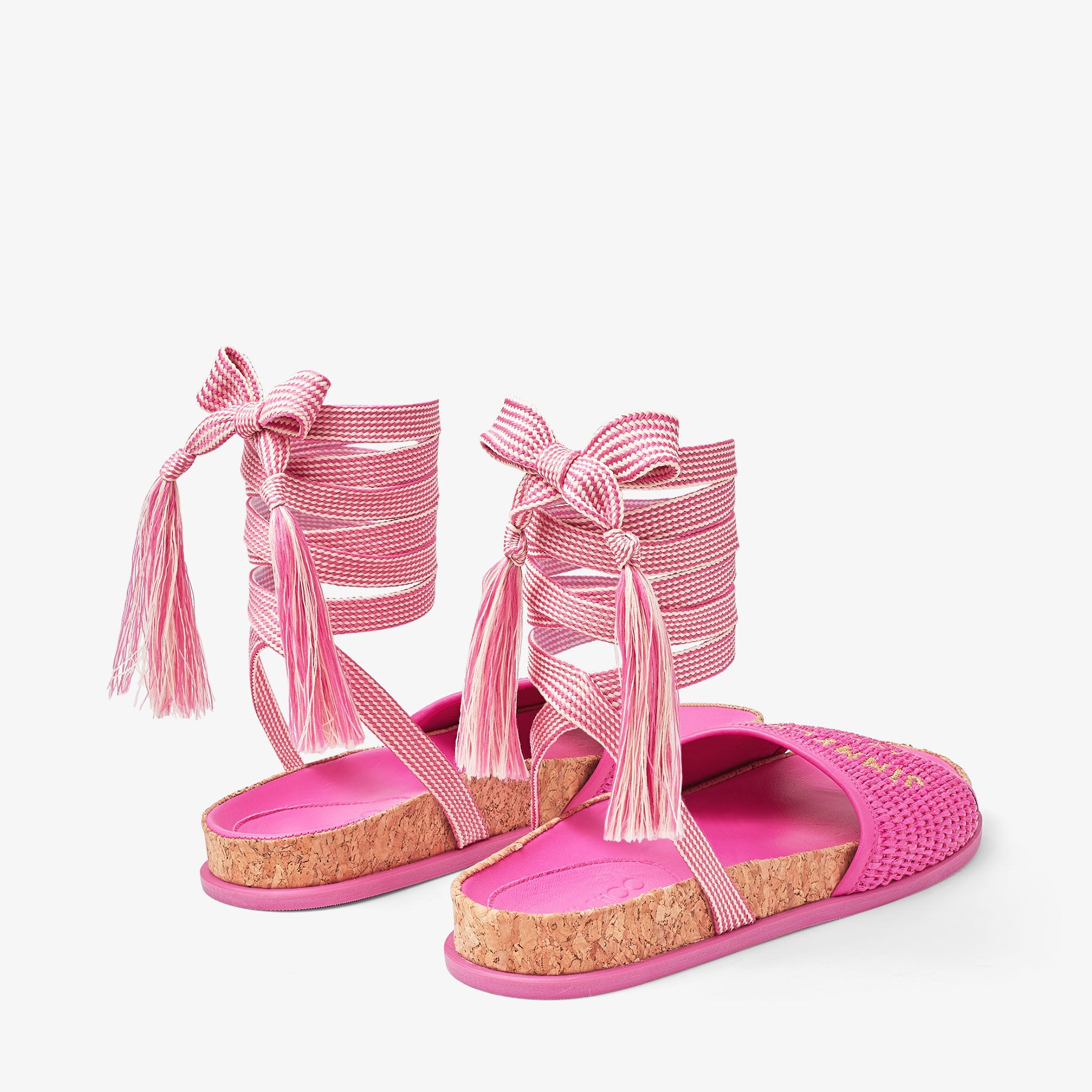 Gal Flat
Fuchsia Jimmy Choo Embroidered Raffia Sandals - 4