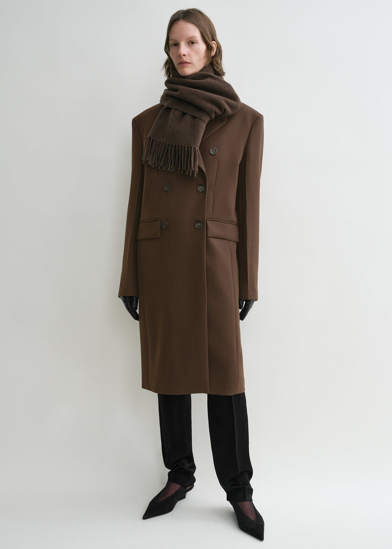 Classic wool scarf washed brown - 2