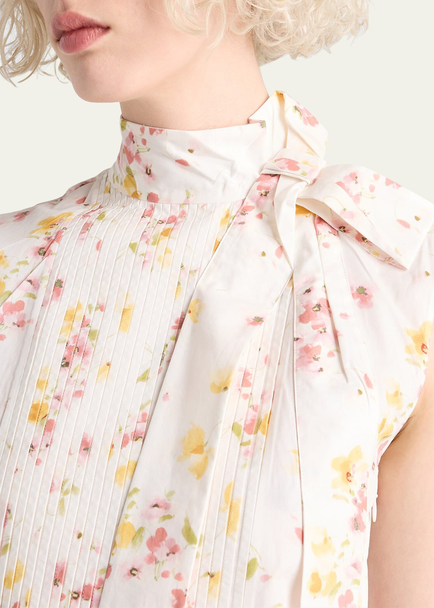 Bouquet-Print Sleeveless Poplin Dress - 4