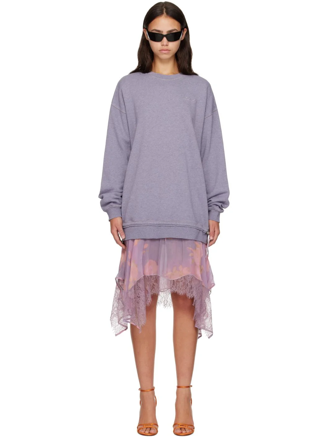 Purple Sweatshirt Minidress - 1
