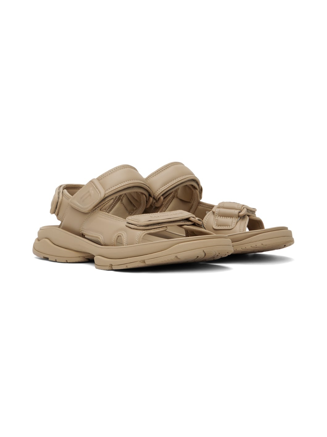 Taupe Faux-Leather Tourist Sandals - 4