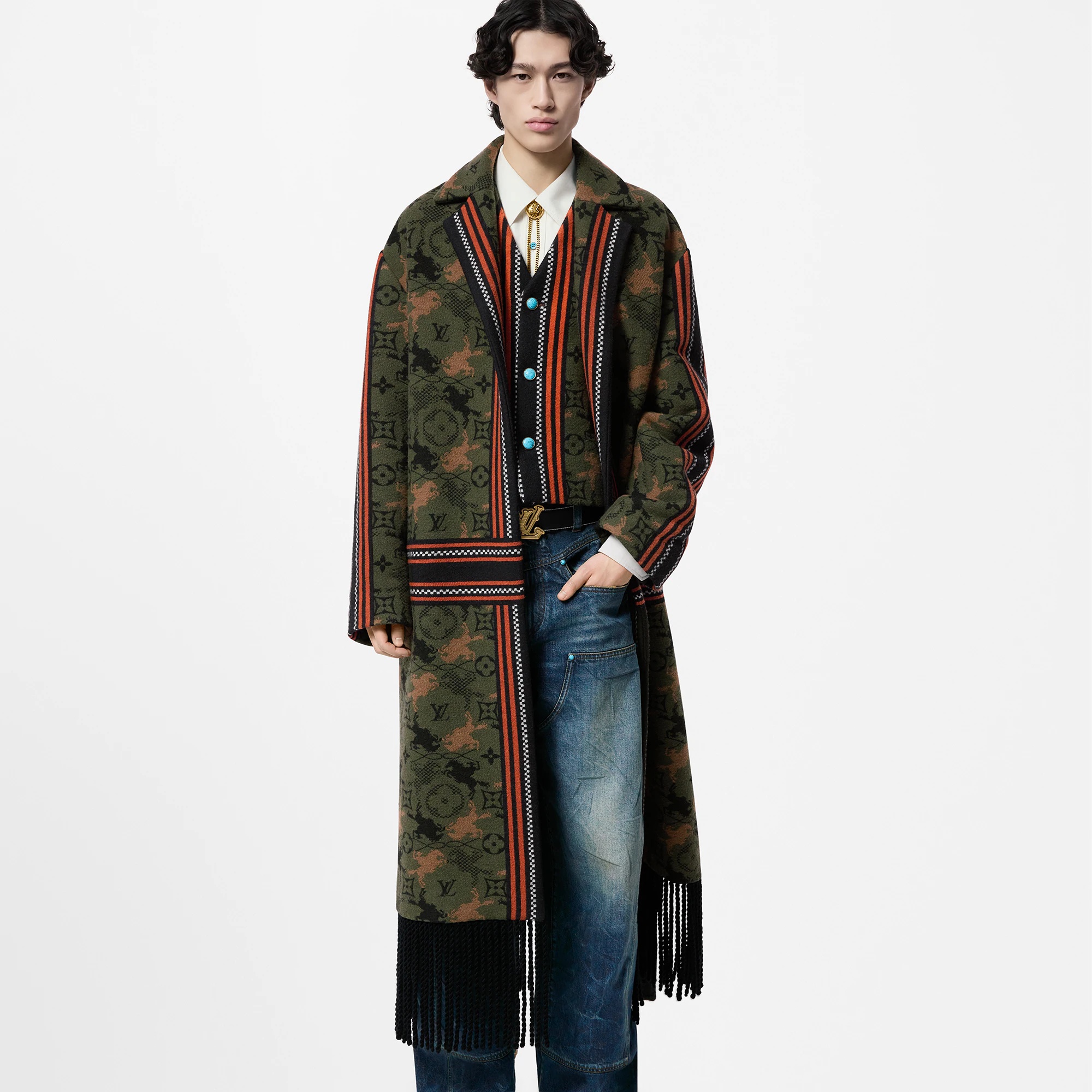 Jacquard Double Face Wool Blanket Coat - 2