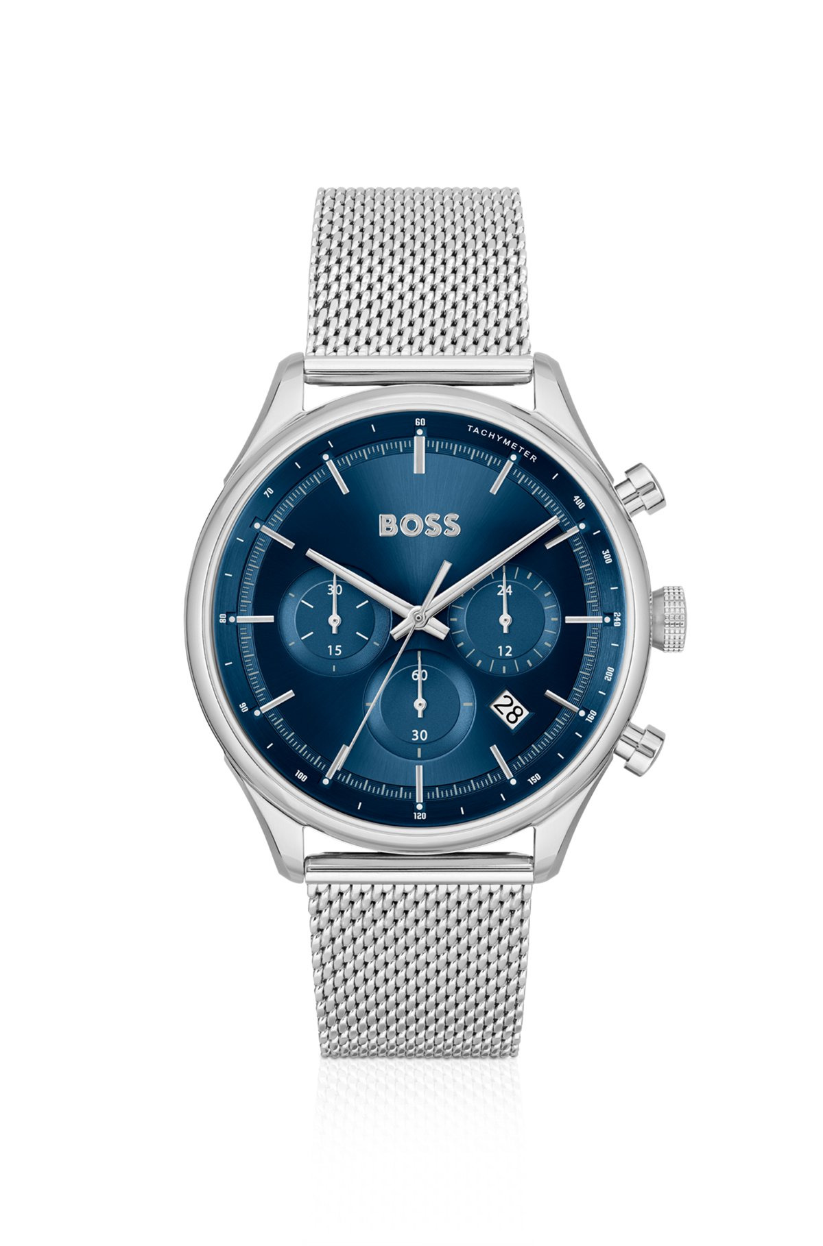 BLUE-DIAL CHRONOGRAPH WATCH WITH MESH BRACELET - 1
