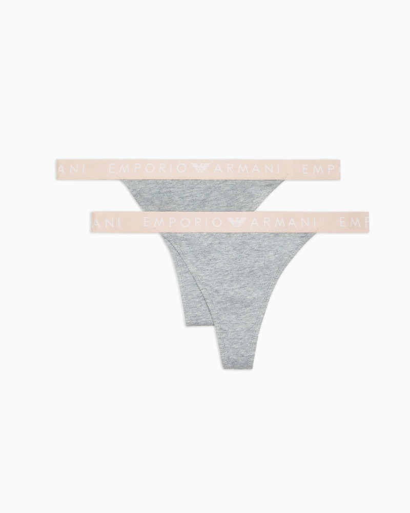 Two-pack of ASV Iconic organic-cotton thongs with logo waistband 1