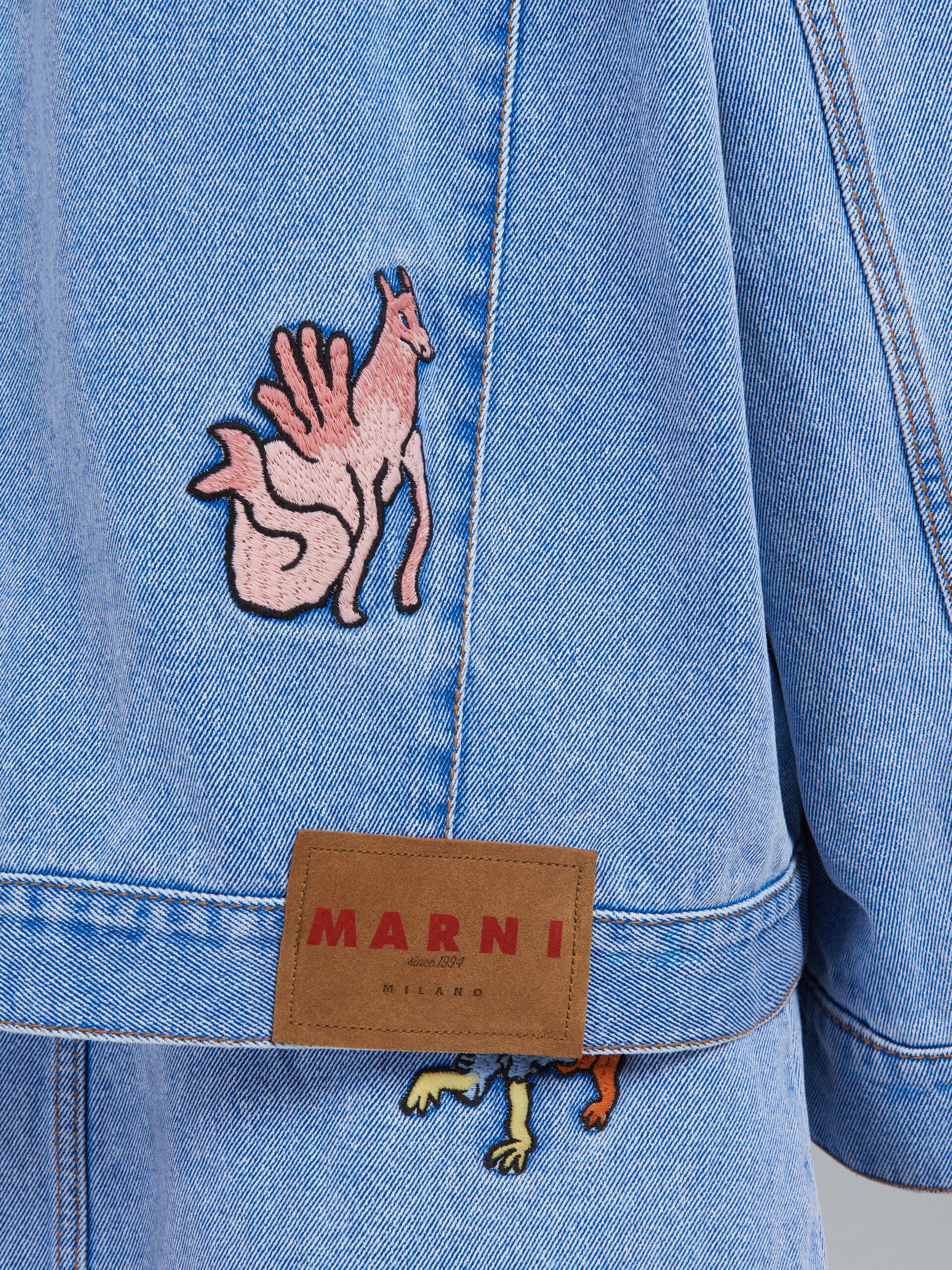 LIGHT BLUE DENIM JACKET WITH EMBROIDERY - 5
