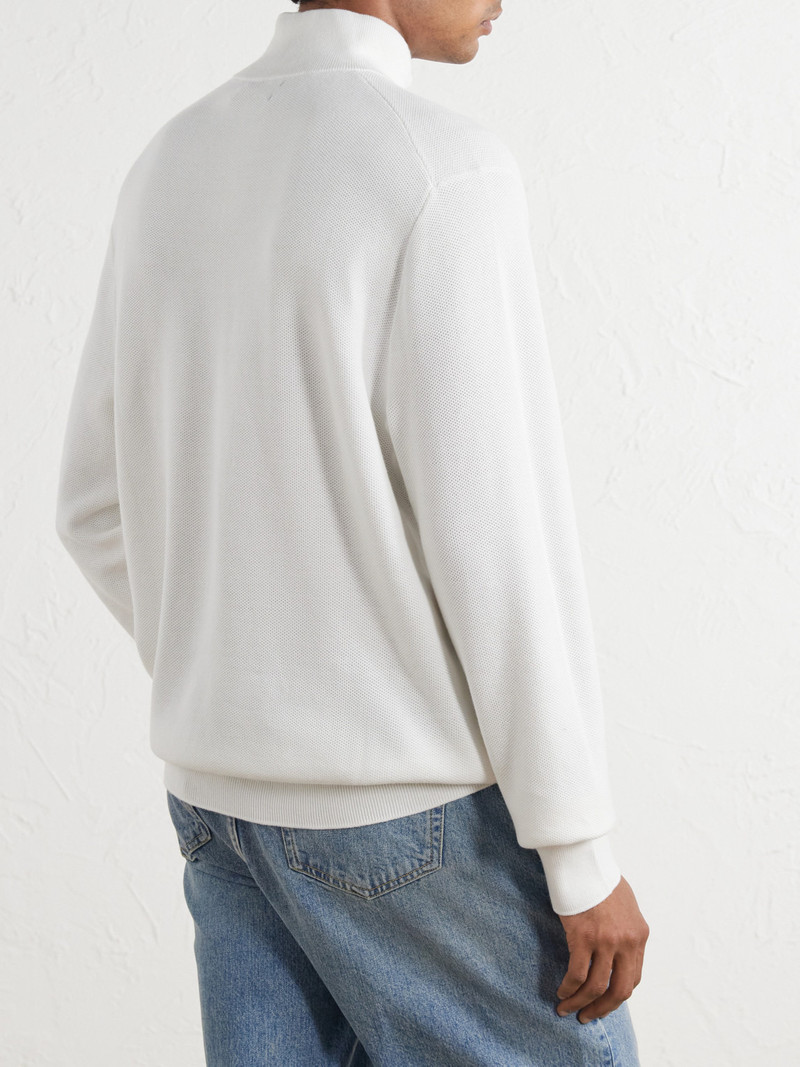 Logo-Embroidered Cotton Half-Zip Sweater 4