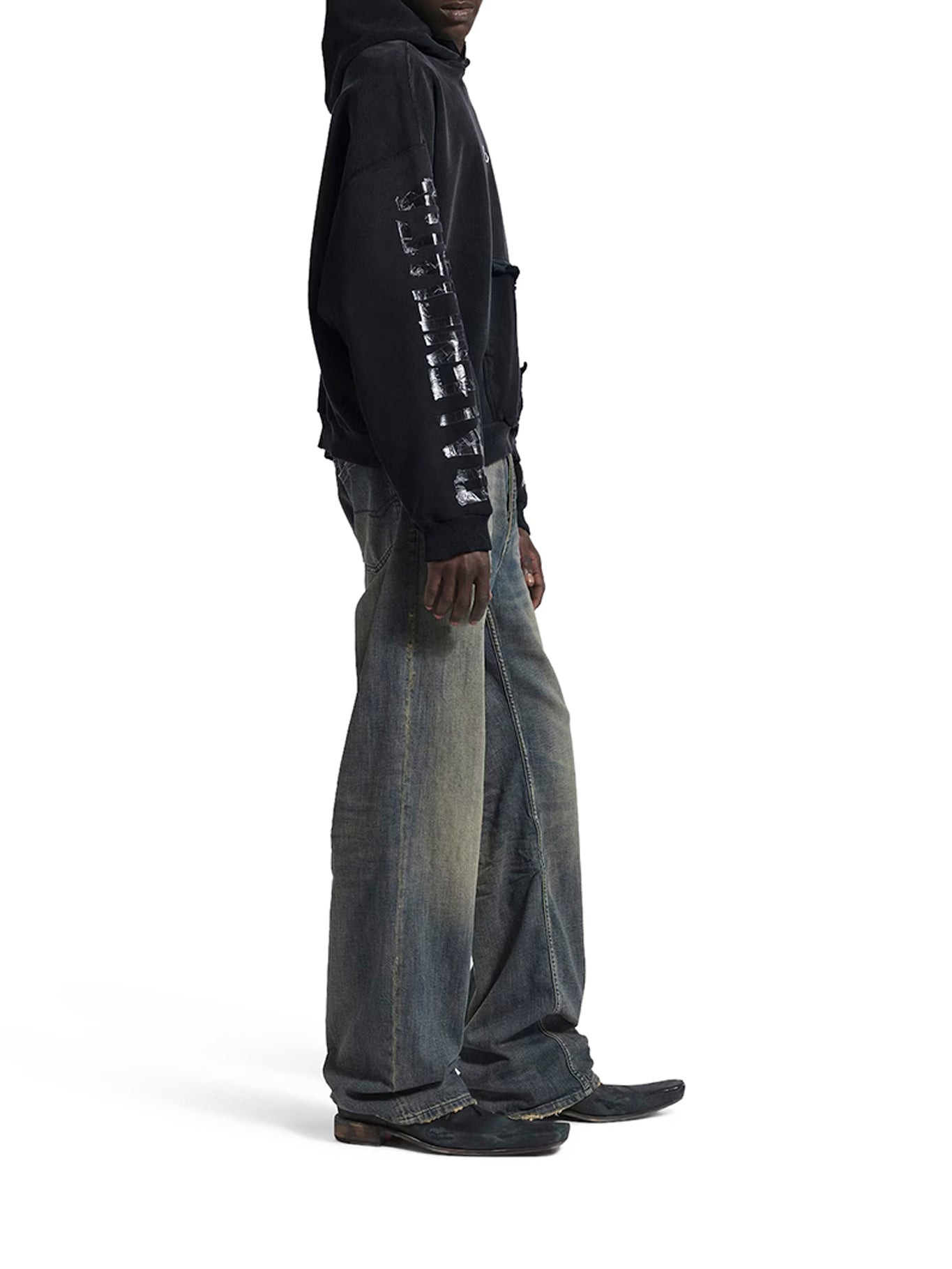 TRANSPARENT TAPE HOODIE WITH TORN POCKET - 4