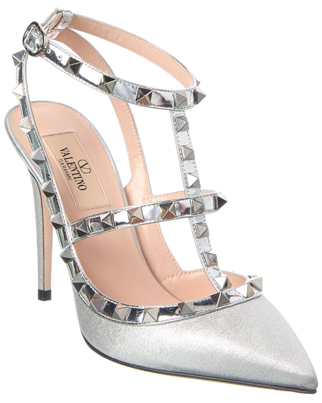 Valentino Rockstud Caged 100 Leather-Trim Pump - 1