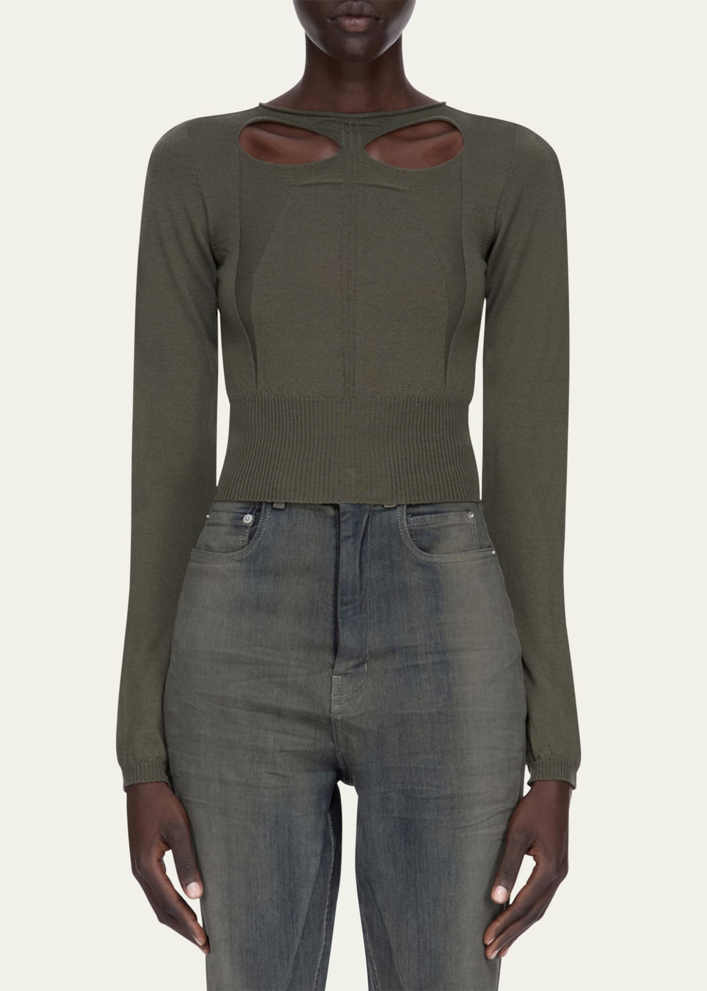 Cutout Long-Sleeve Crop Sweater - 4