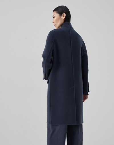 Brunello Cucinelli Hand-crafted coat in virgin wool and cashmere double cloth with monili outlook
