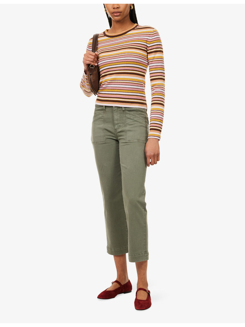 PAIGE Quincy Ankle-Length Mid-Rise Stretch Cotton-Blend Trousers outlook