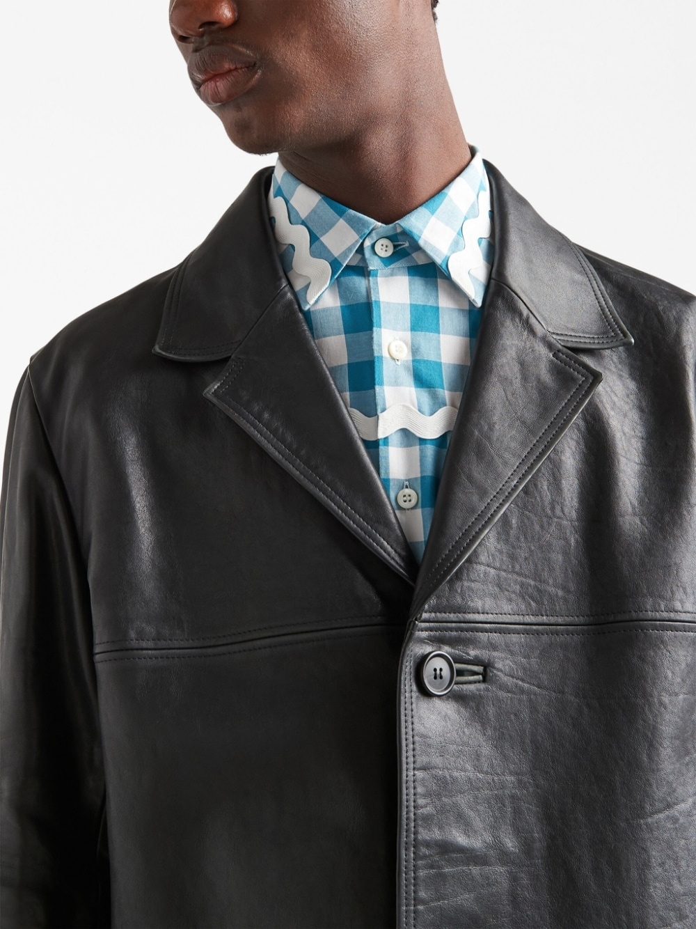 Prada single-breasted leather coat | farfetch | REVERSIBLE