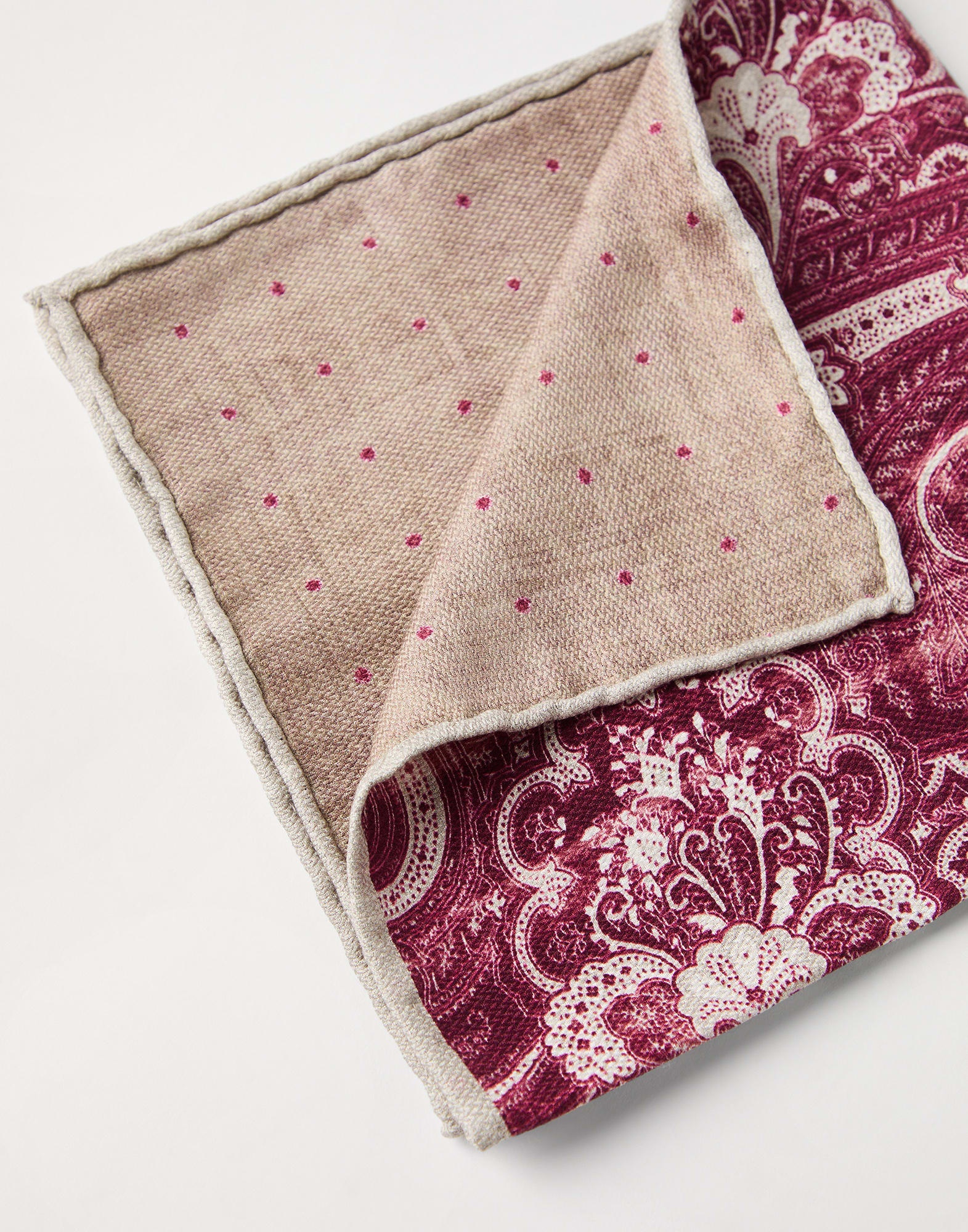 Double face silk pocket square with paisley design - 2
