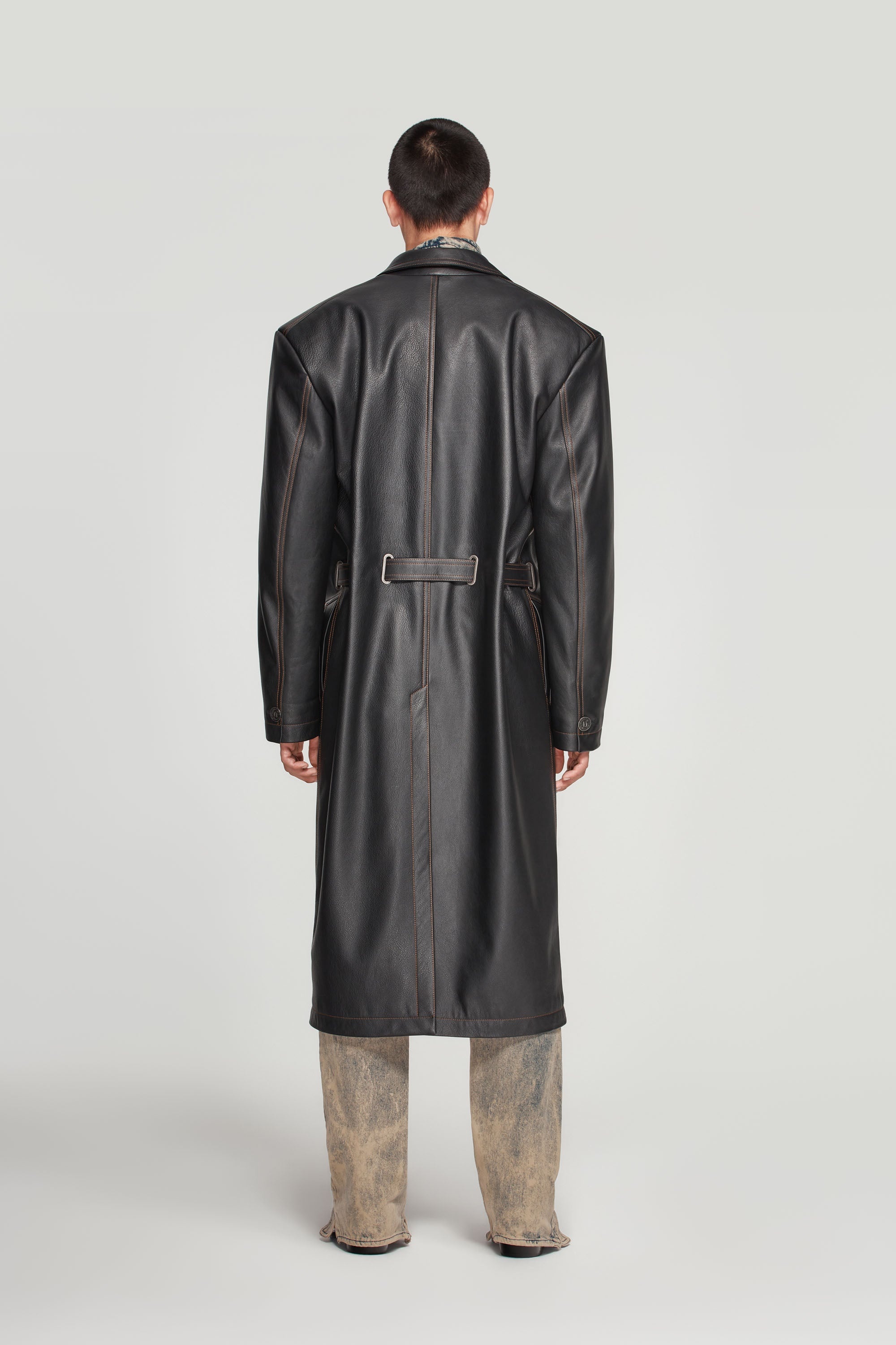 Y Belt Leather Coat - 6