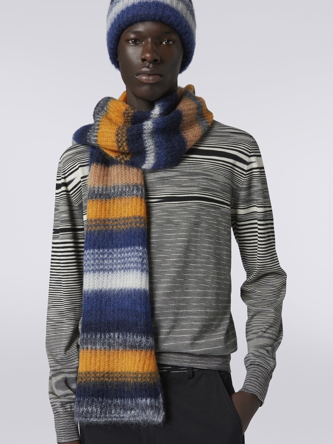 Striped mohair blend scarf 3