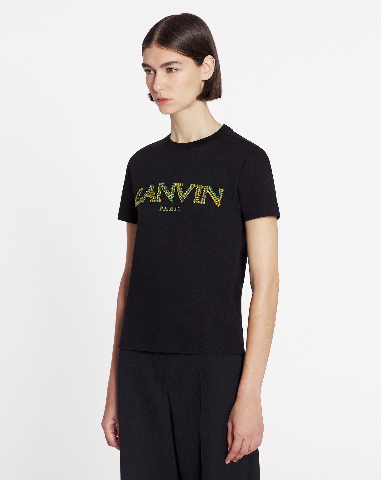 OVERSIZED T-SHIRT WITH RAFFIA LANVIN PARIS EMBROIDERY - 3