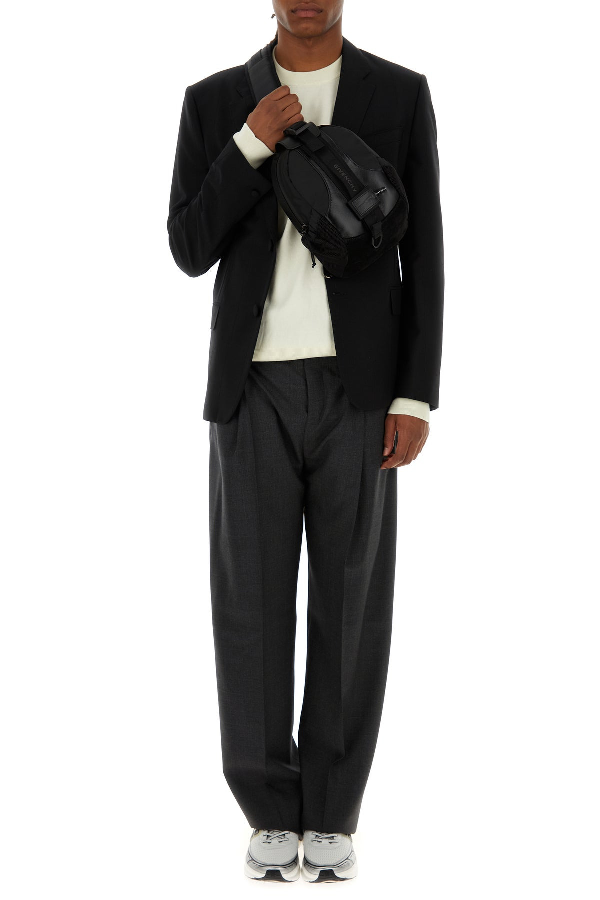 Black stretch wool blend blazer - 6
