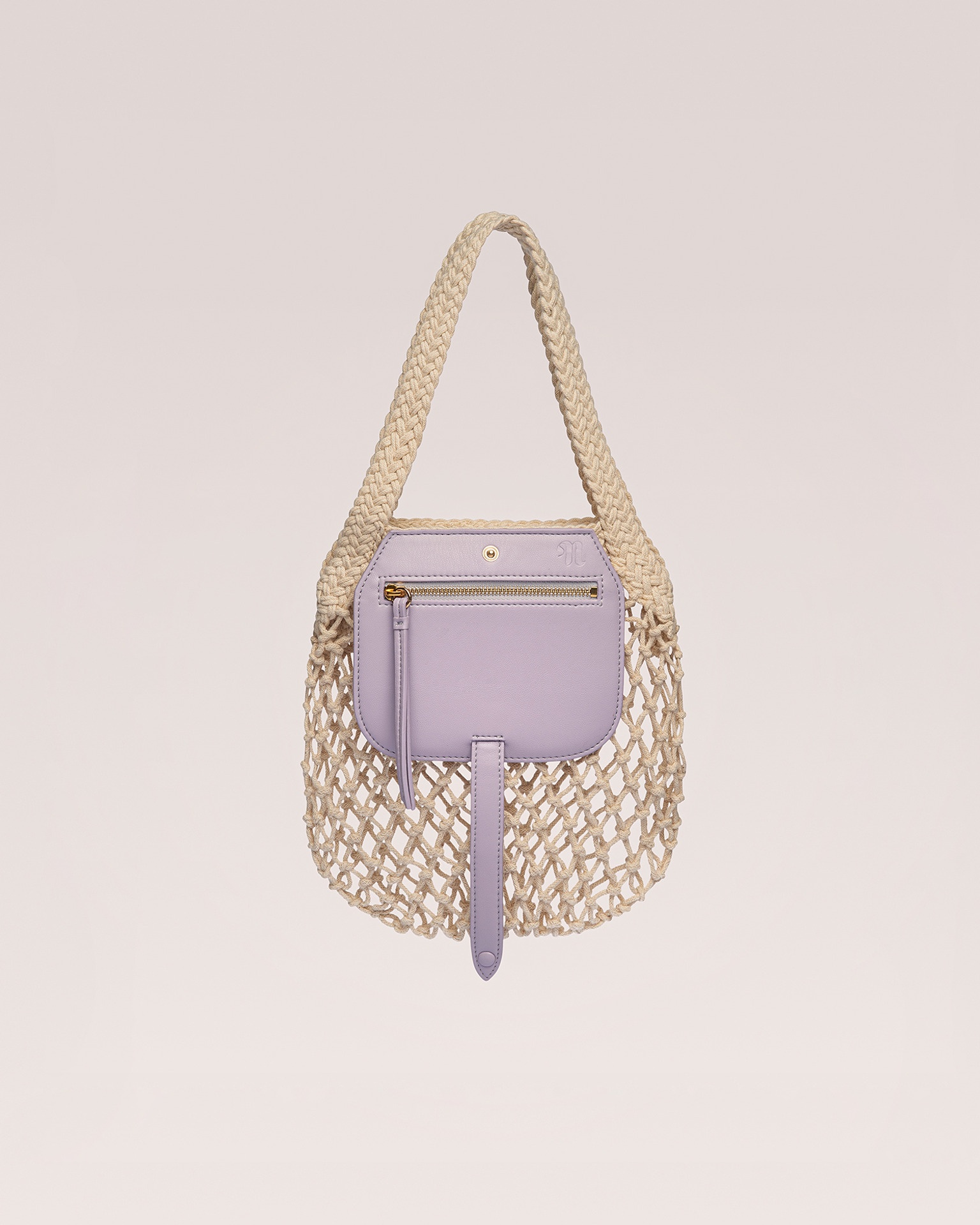 RUBA - Cotton mesh mini shopping tote - Lilac/Creme - 1