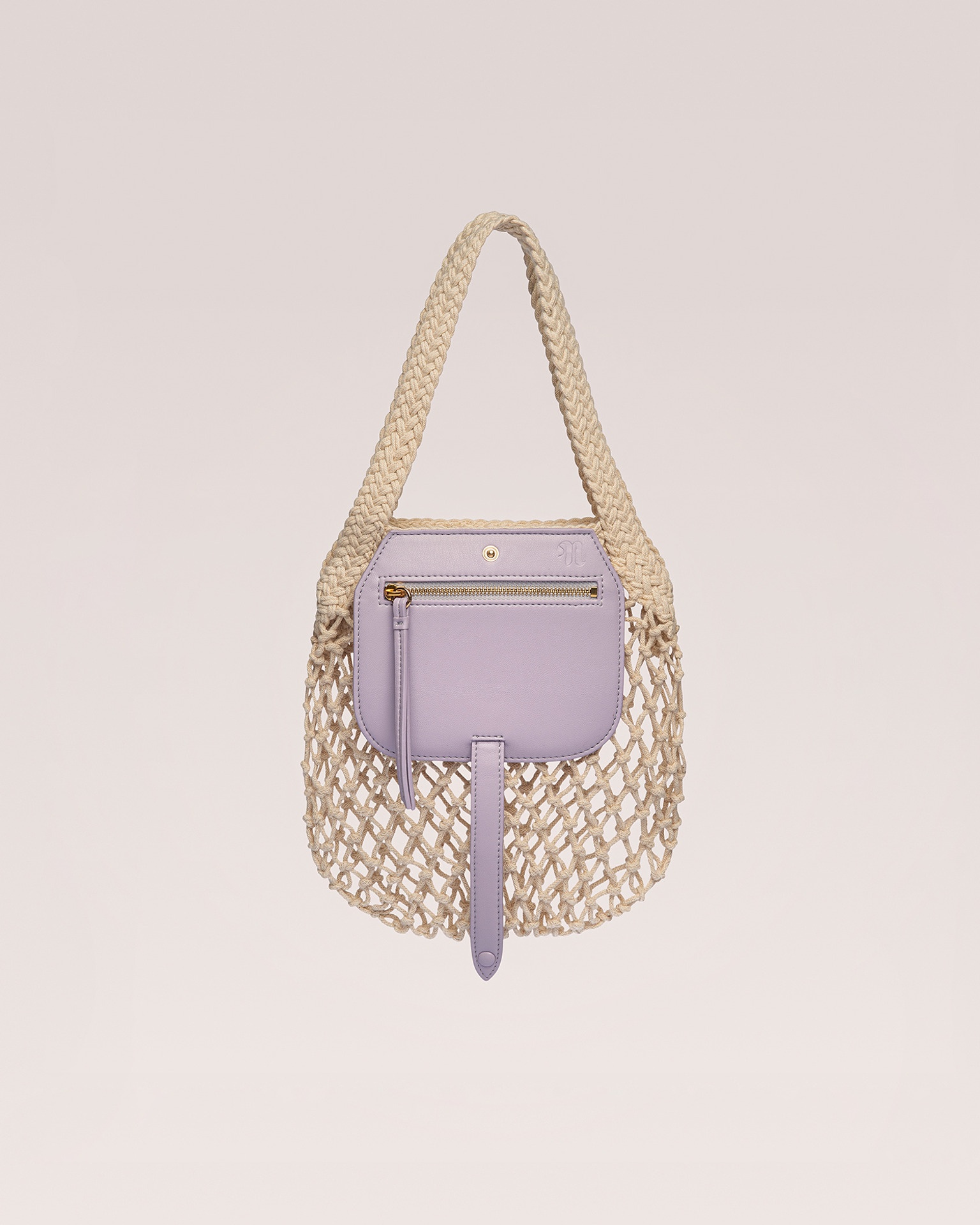 Nanushka RUBA - Cotton mesh mini shopping tote - Lilac/Creme | REVERSIBLE