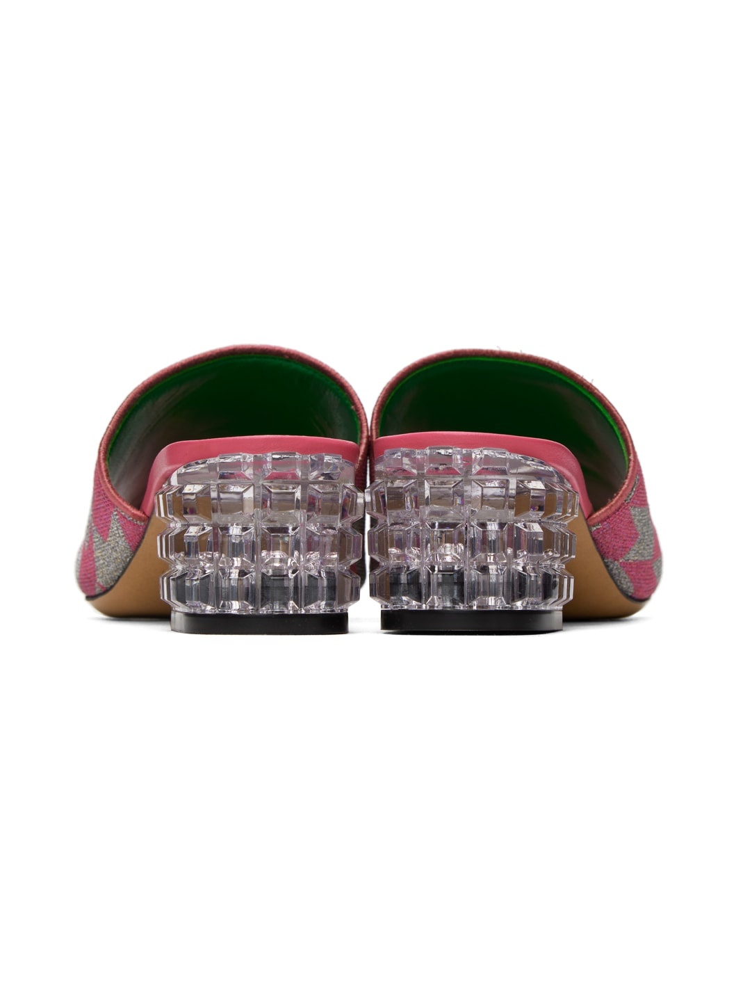 Pink & Gray Jacquard Heeled Sandals - 2