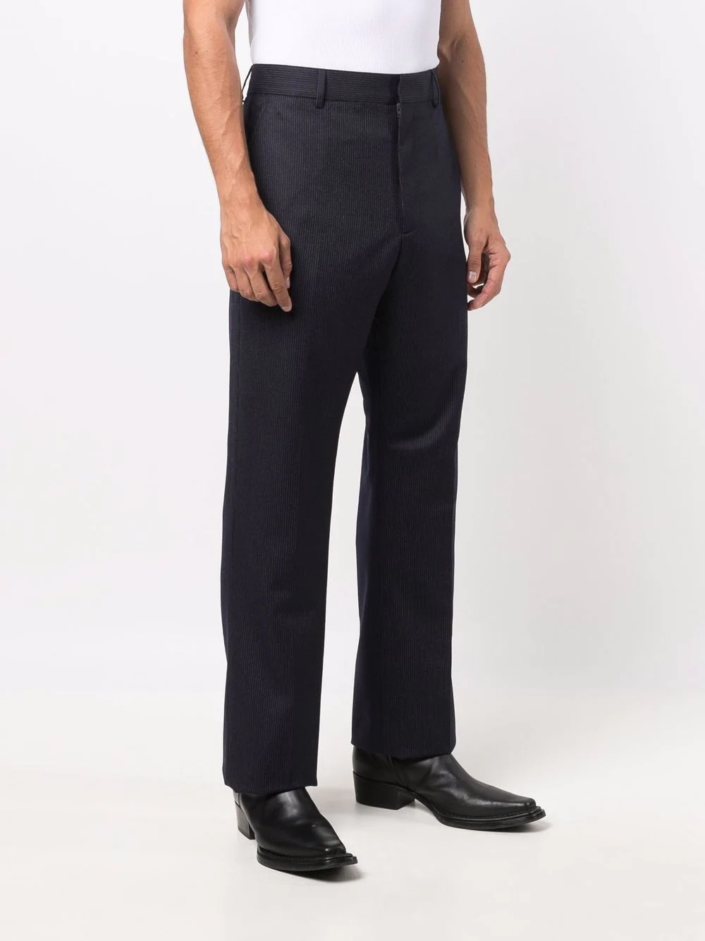 tailored-cut pinstripe suit trousers - 3