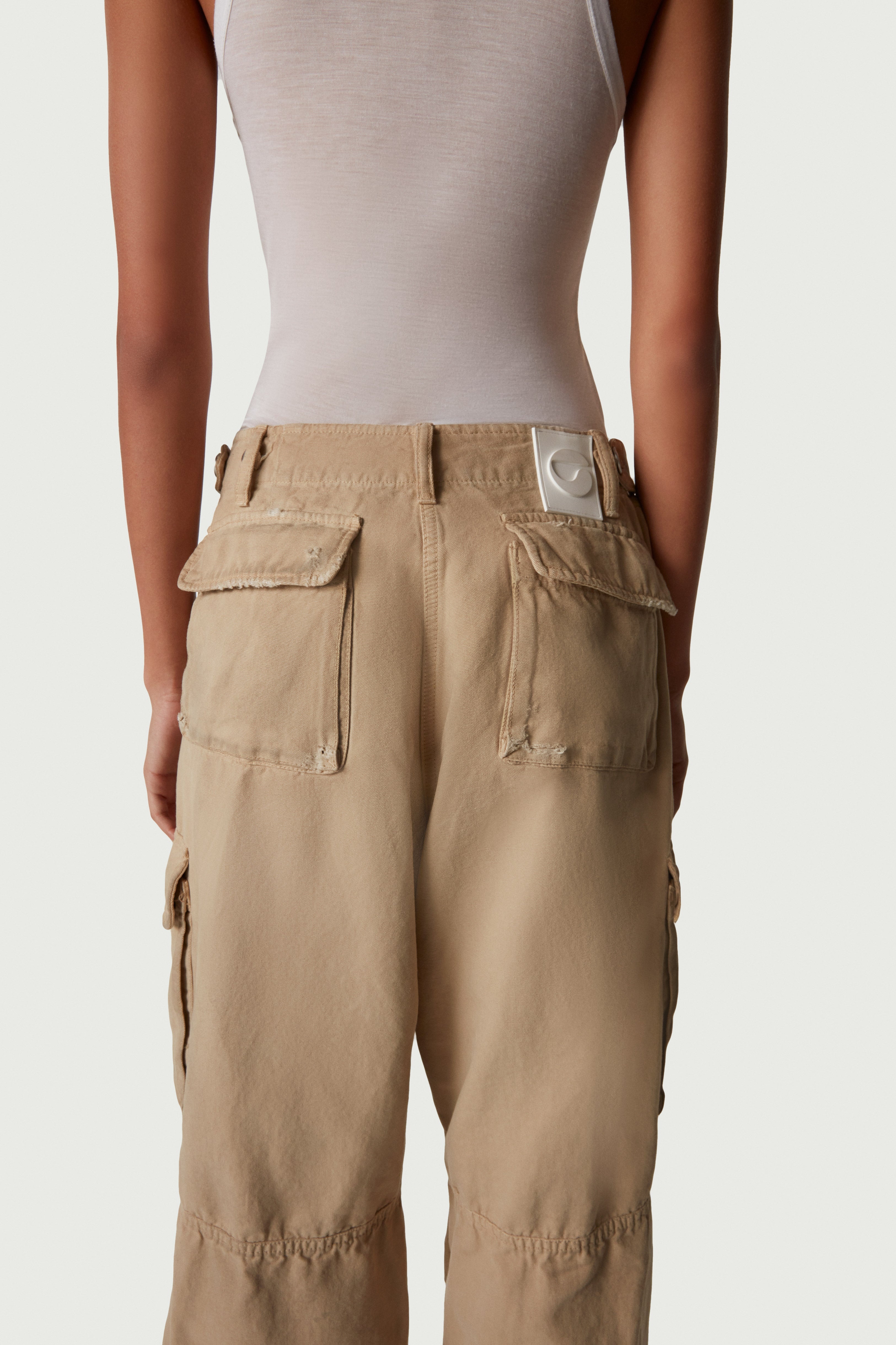 Canvas Wide Leg Cargo Pants - 1