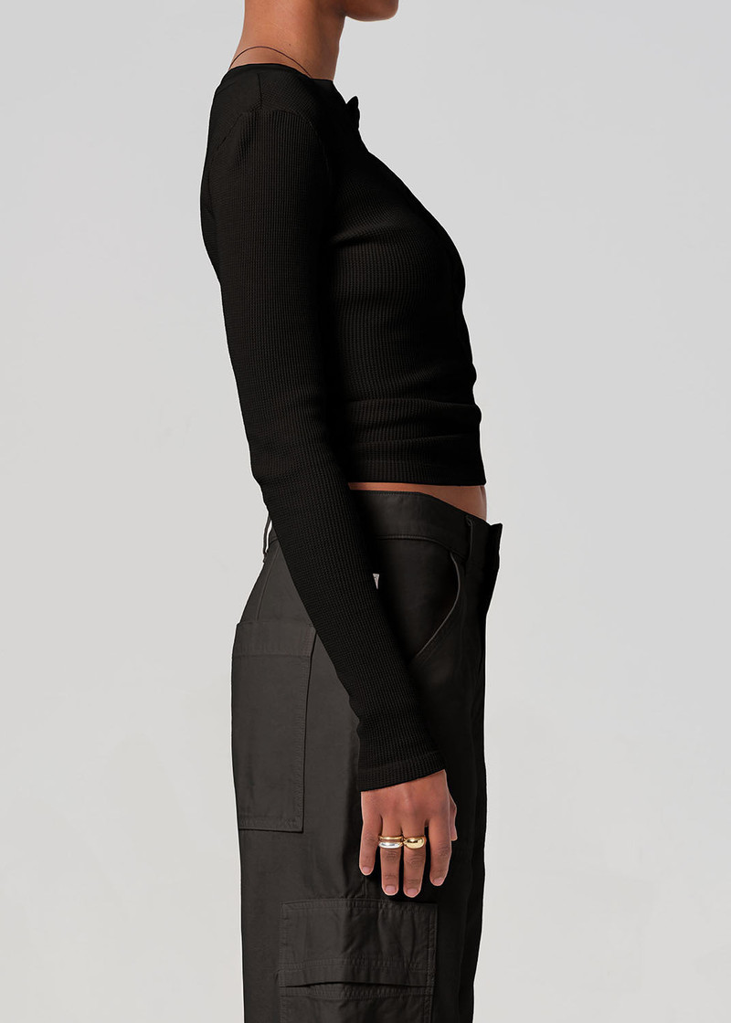 Varra Waffle Henley In Black 4