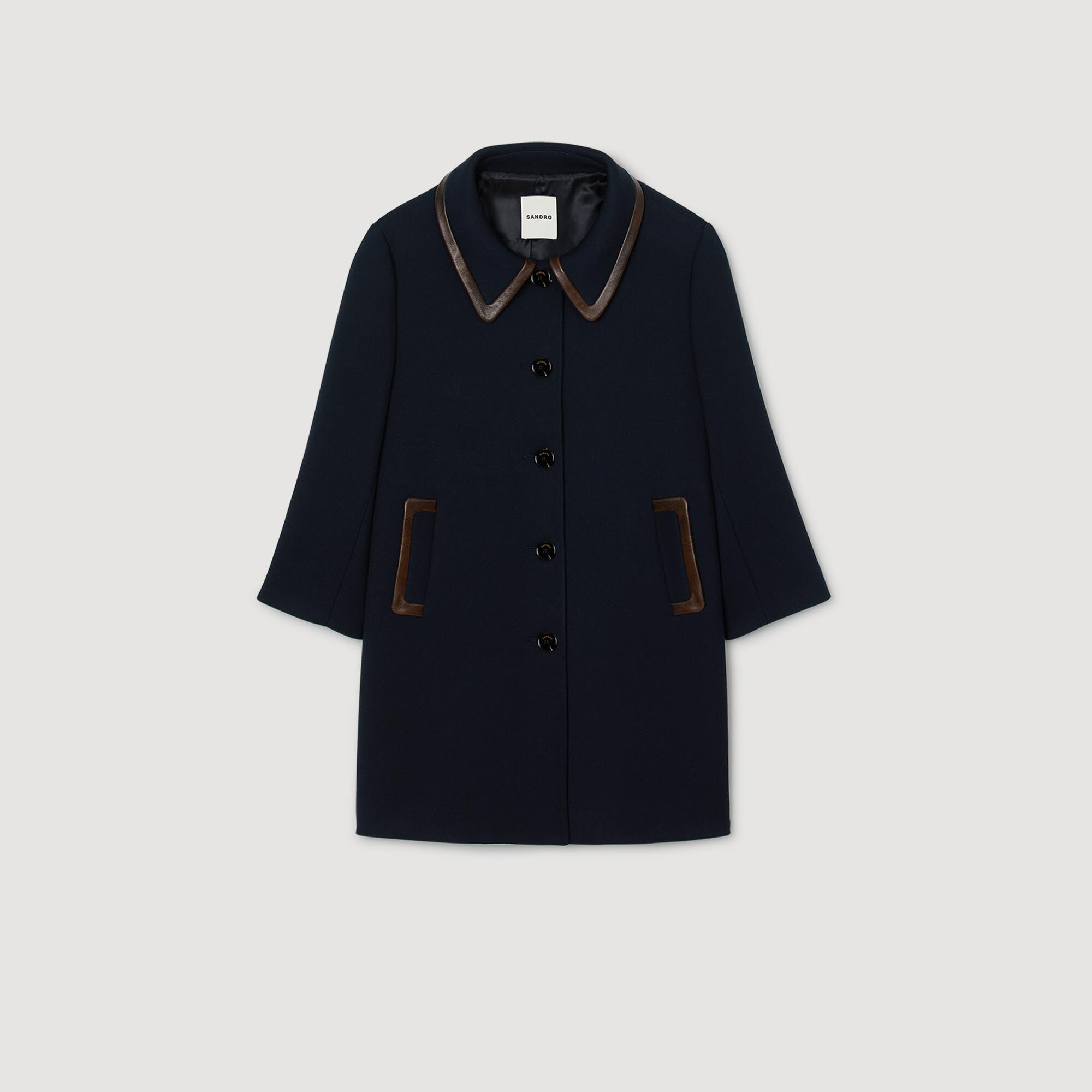 COAT WITH LEATHER STRIPES - 6