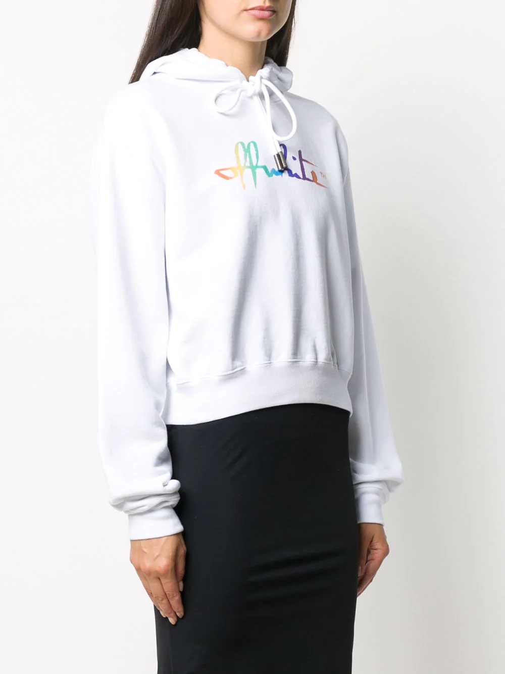 Rainbow logo print cropped hoodie - 3