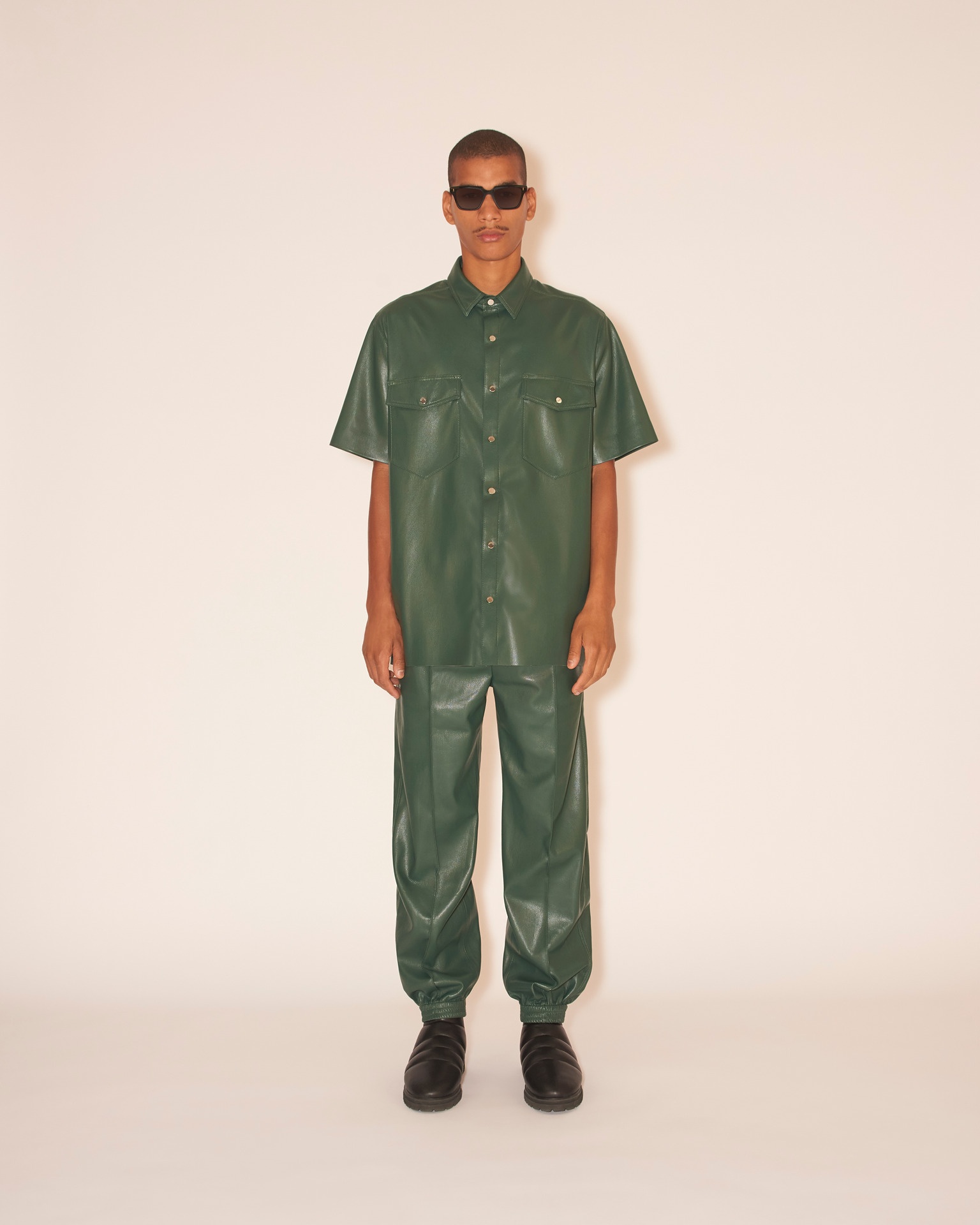 ADAM - OKOBOR™ alt-leather shirt - Pine green - 3