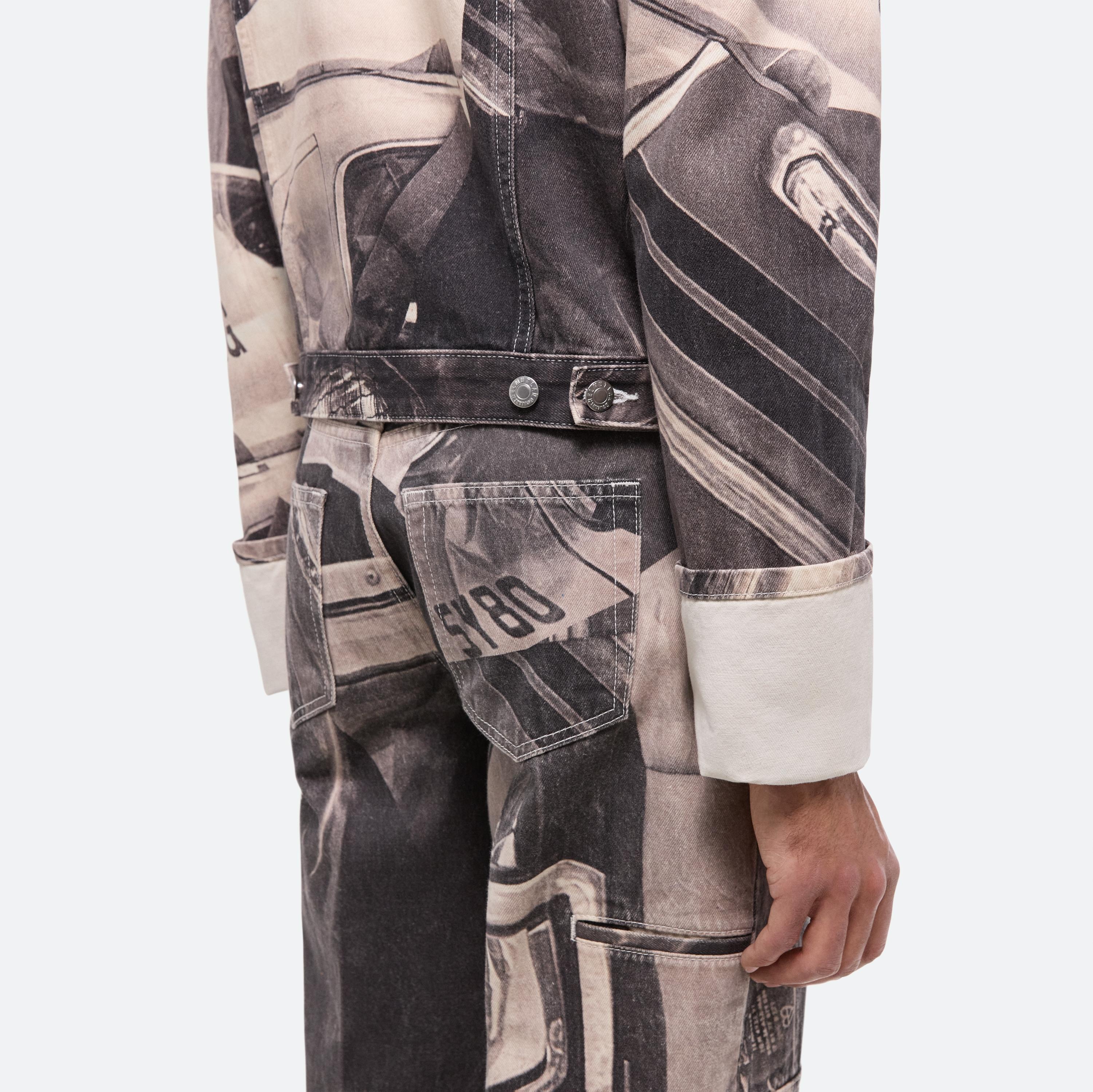 CUFFED PRINTED DENIM TRUCKER JACKET - 7