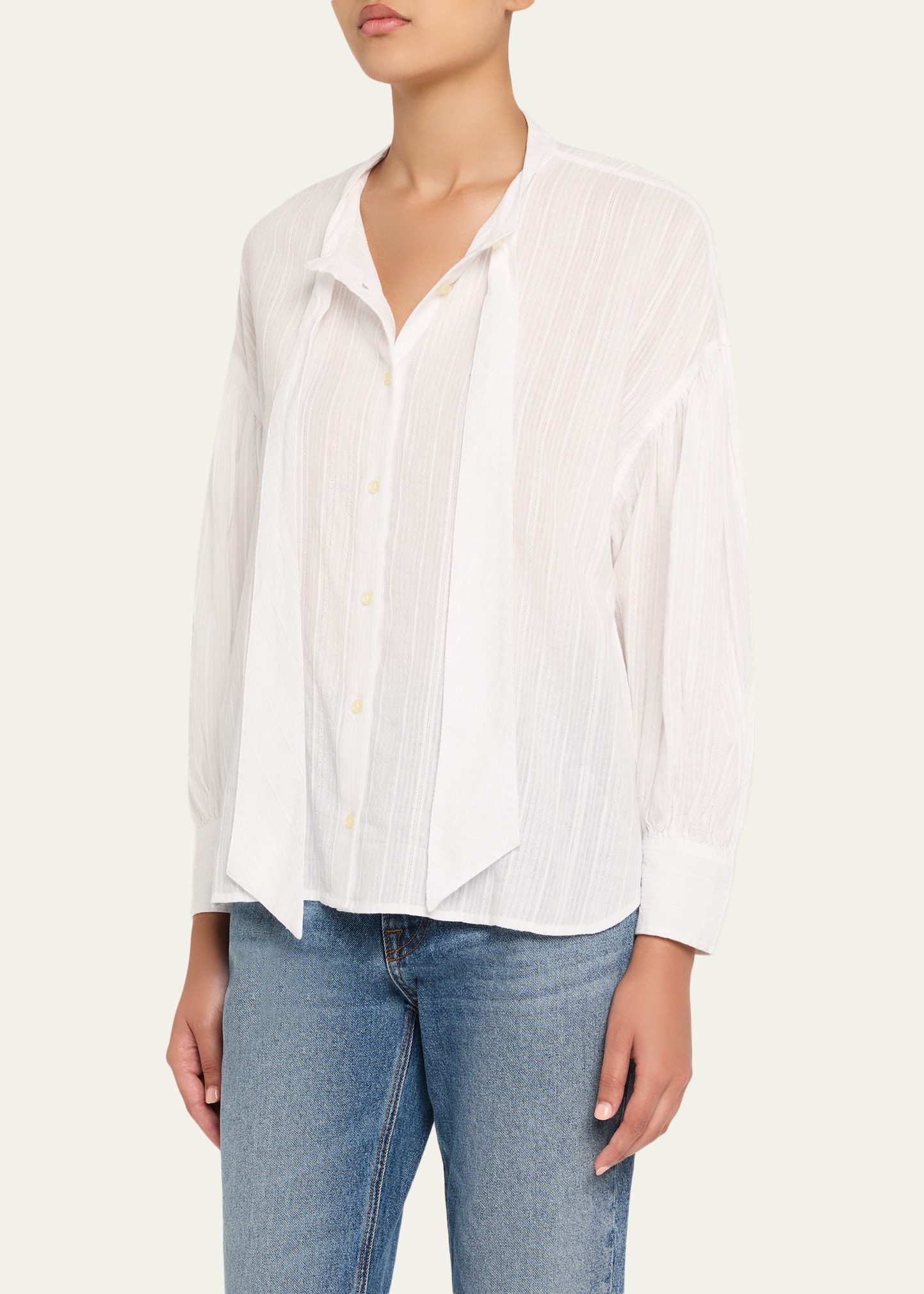 Molly Tie-Neck Textured Stripe Top - 4