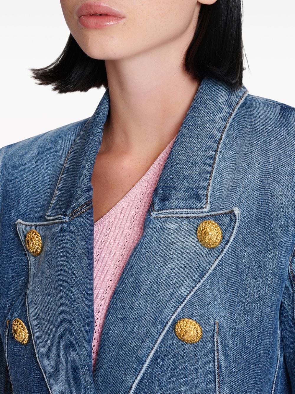 double-breasted denim jacket - 7