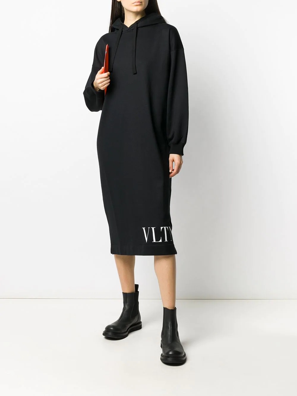 VLTN-print hoodie dress - 2