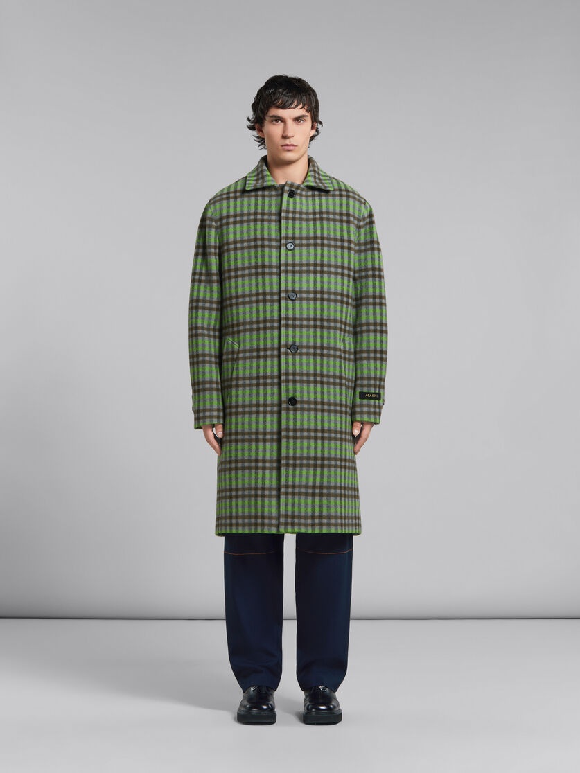 コート MARNI Reversible wool coat with check pattern MARNI Wool Checkered Reversible Coat (Cornflower) – CNCPTS