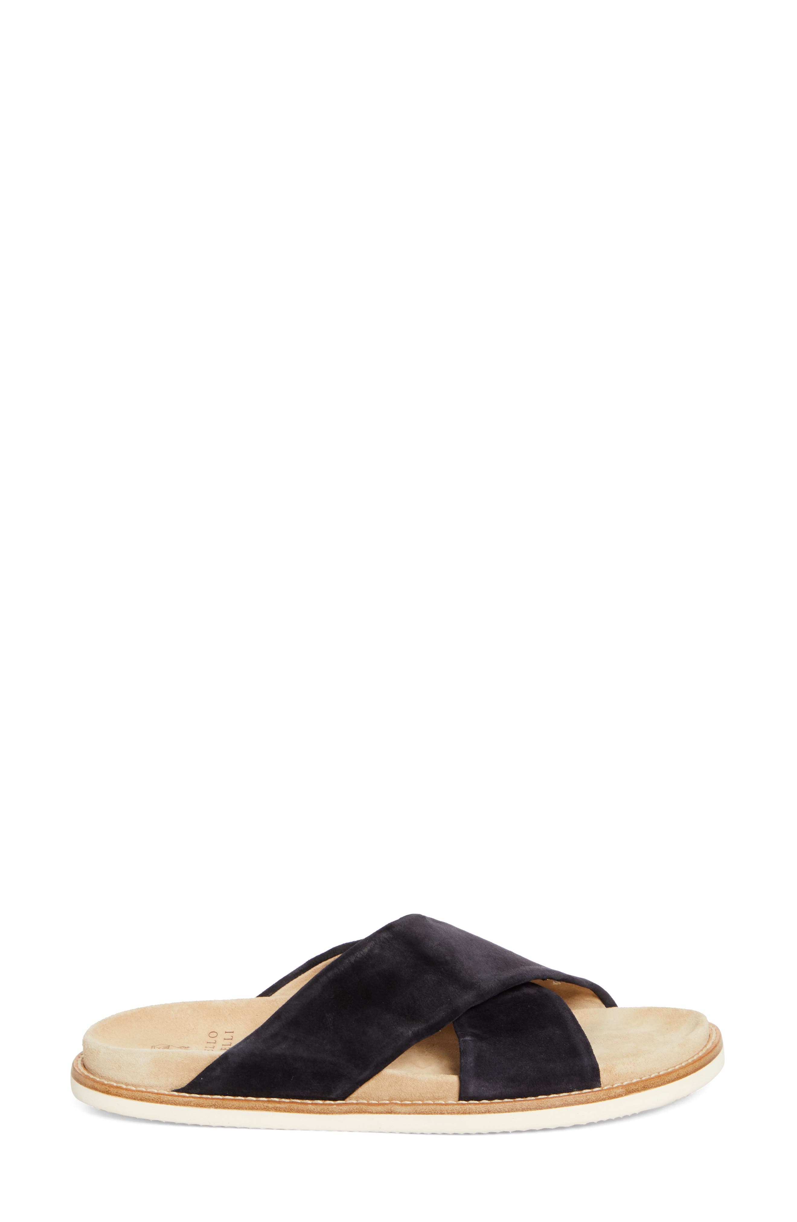 Brunello Cucinelli Cross Strap Suede Slide Sandal in Chh10 Dark Blue at Nordstrom - 3